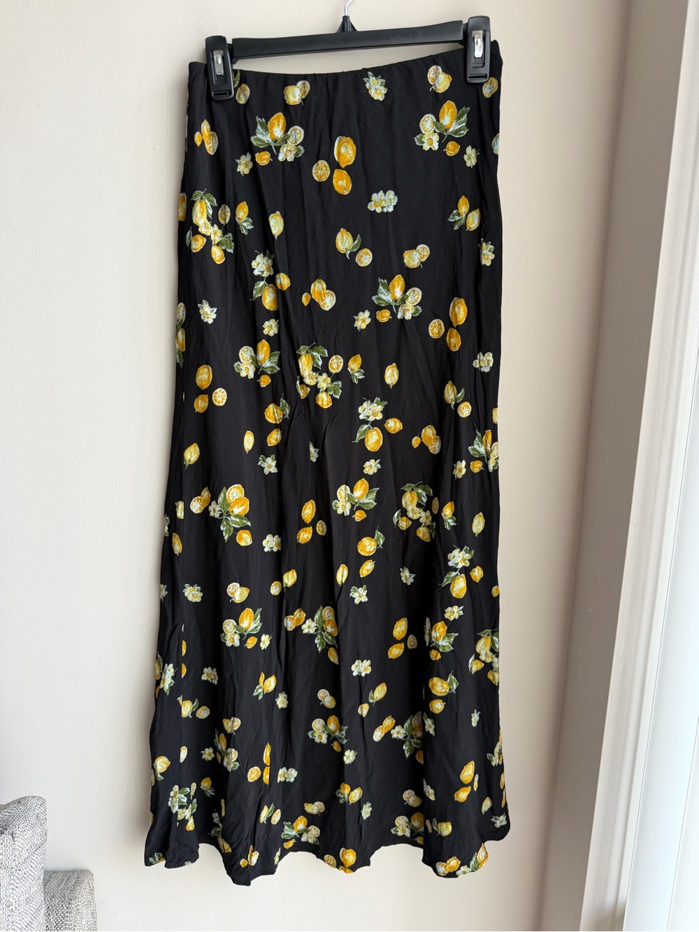 Black Floral Lemon Maxi Skirt